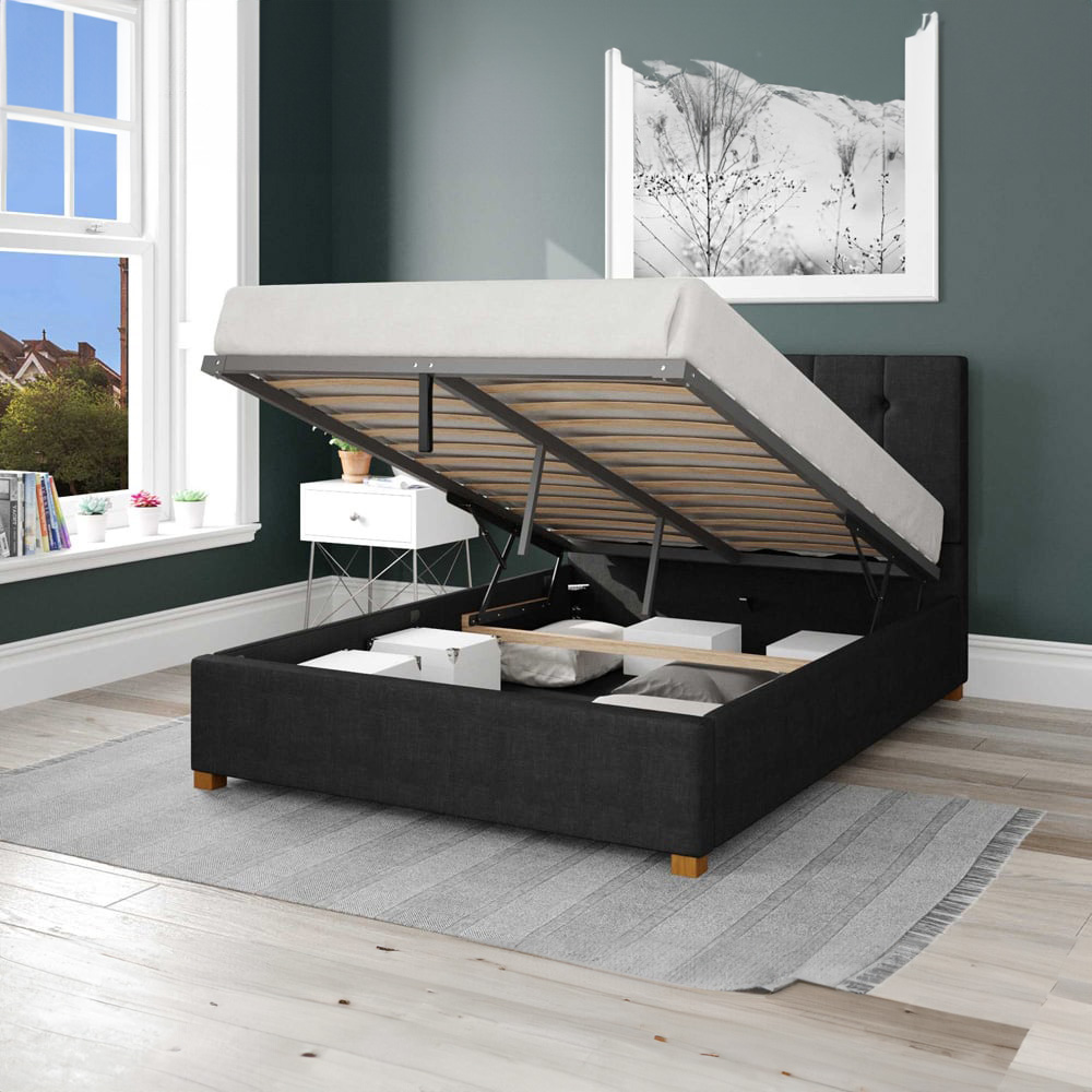 Aspire Hepburn King Size Ebony Malham Weave Ottoman Bed Image 2