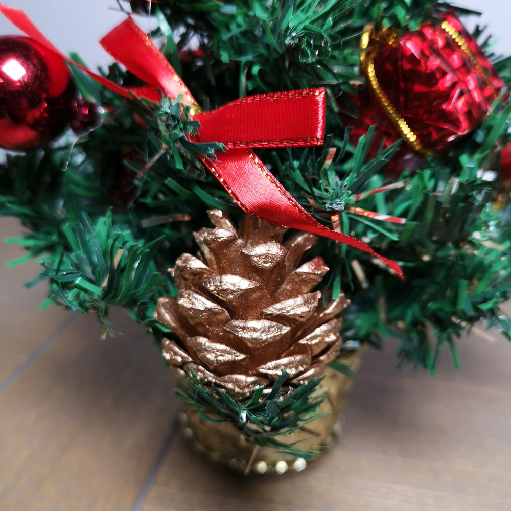 Premier Green Red and Gold Mini Christmas Tree Decoration 30cm Image 3