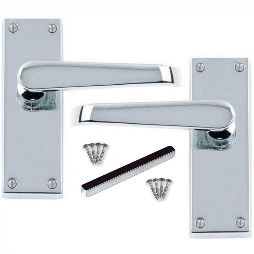 Golden Grace Polished Chrome Victorian Straight Latch Door Handle Set 120 x 40mm Image 2