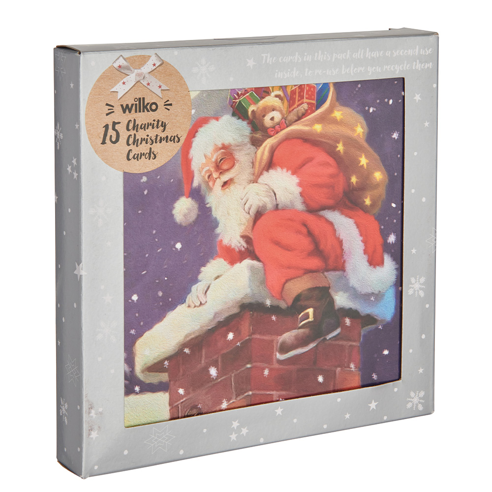 Wilko Traditional Santa Cards 15 Pack Image 1