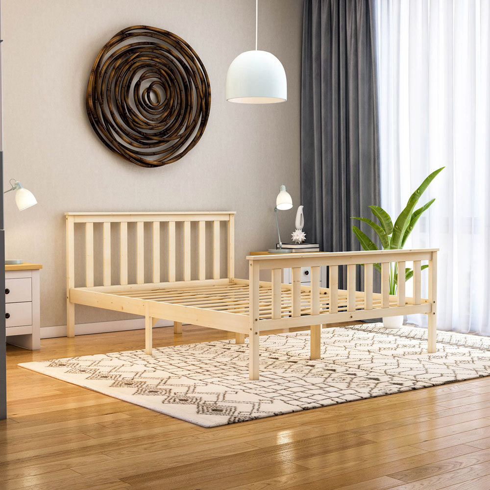 Vida Designs Milan Double Pine High Foot Wooden Bed Frame Image 6
