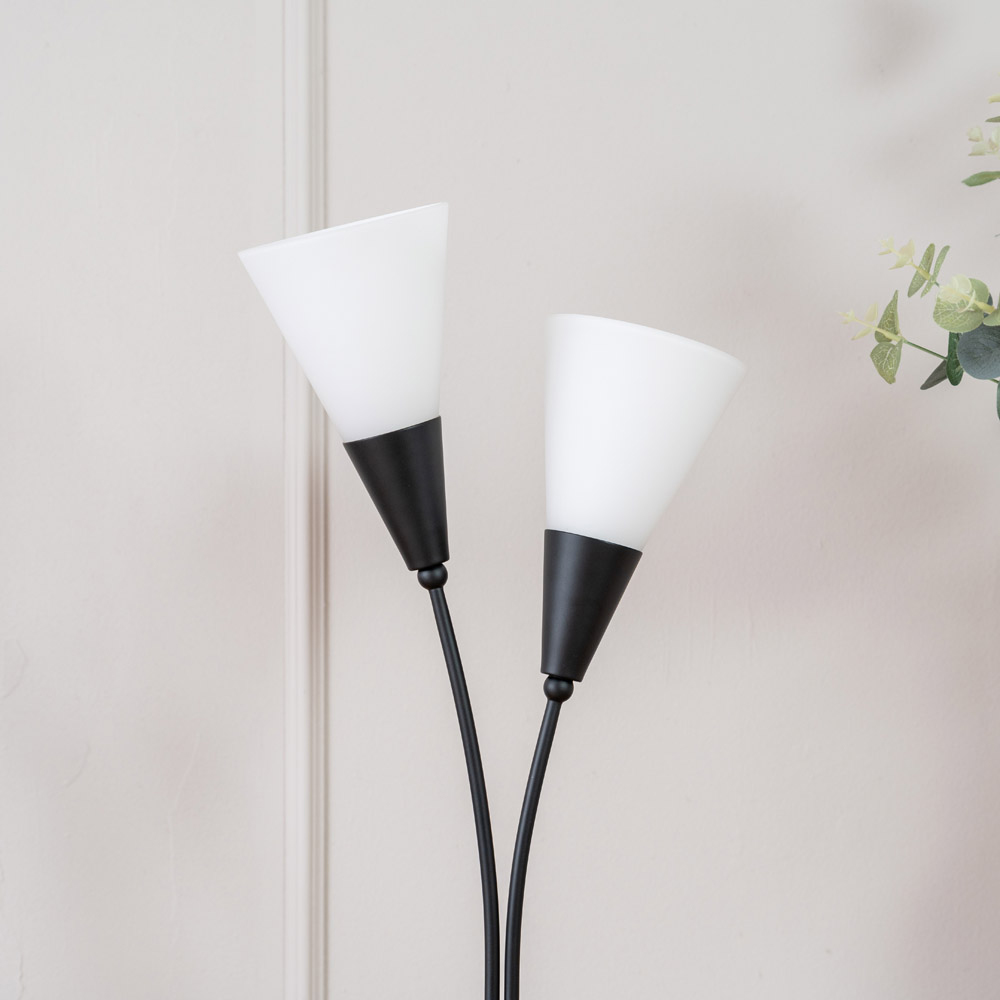 ValueLights Kristina 2 Way Frosted White Shade Black Uplighter LED Table Lamp Image 3