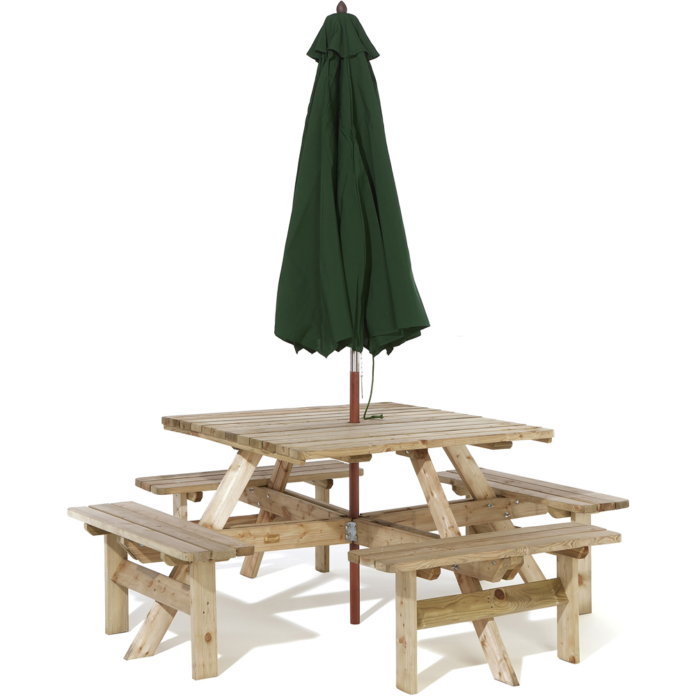 Rowlinson Square Picnic Table Set with Green Parasol Image 3