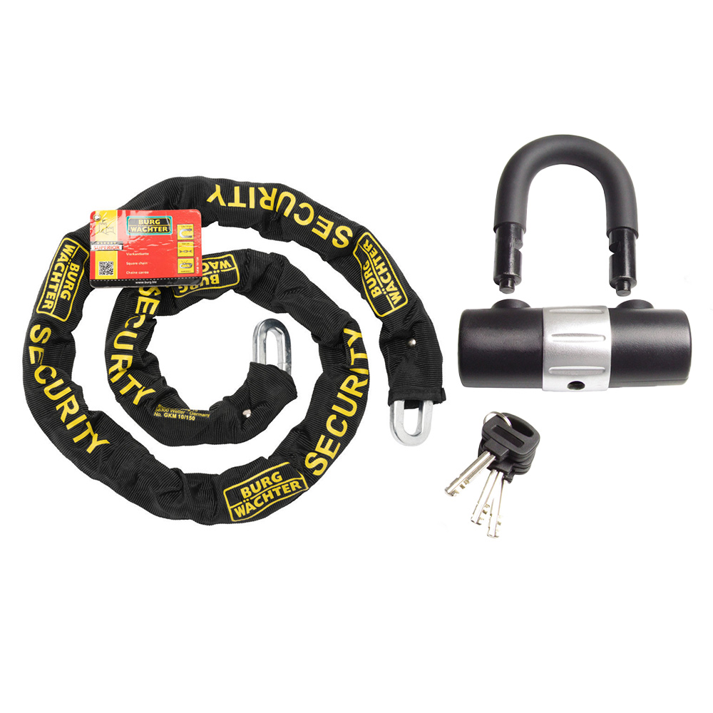 Burg-Wachter 1m Sold Secure Gold Bike Chain and Lock Kit Image 1