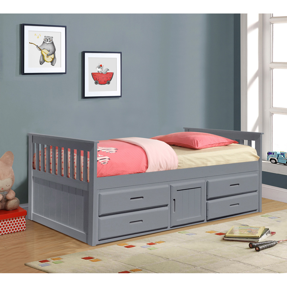 Comfy Living Single Captains Cabin Style Grey Wooden Bed with Storage Image 4