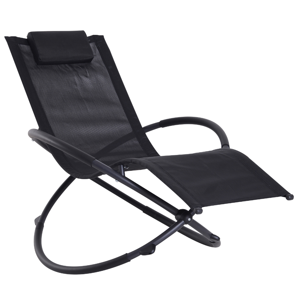 Outsunny Texteline Black Zero Gravity Rocking Lounger Image 2