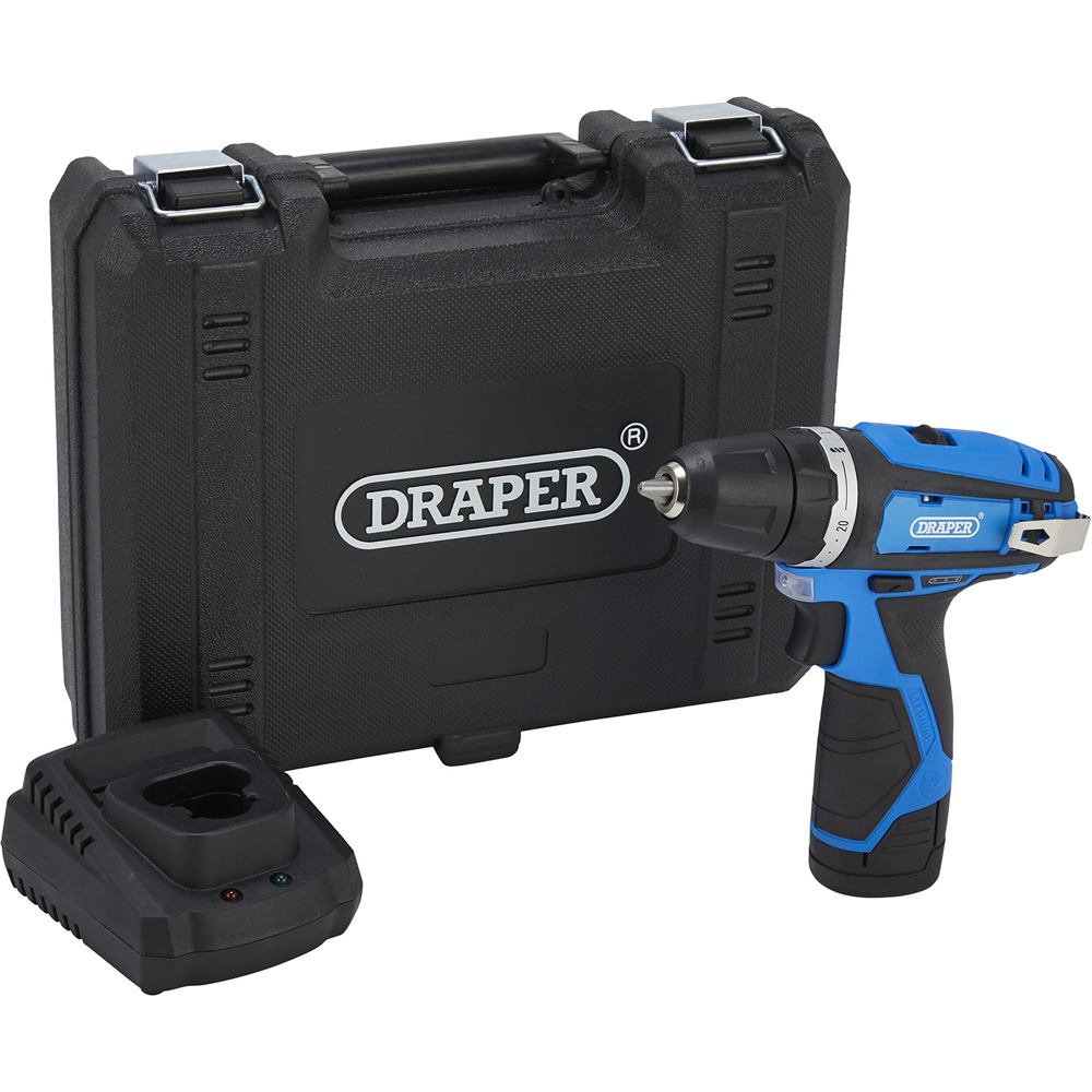Draper 12V 1.5Ah Lithium-Ion Cordless Drill Driver with Battery Charger Image 1