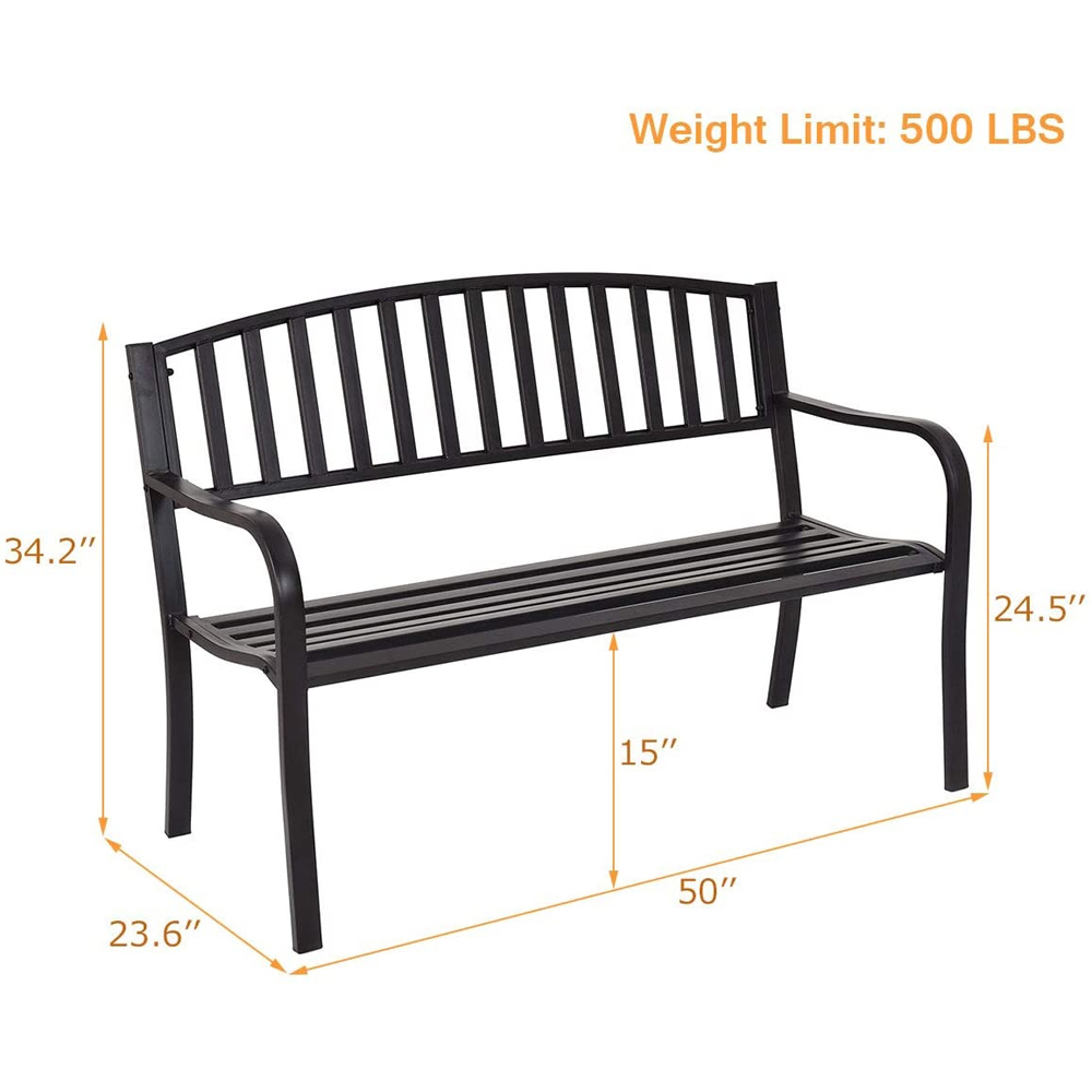 Costway Steel Streak Design Garden Bench Image 9