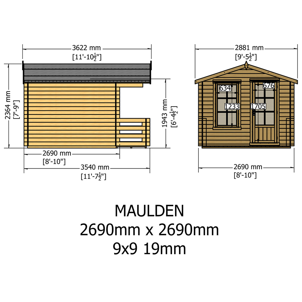 Shire Maulden 9 x 9ft Wooden Log Cabin Shed Image 3