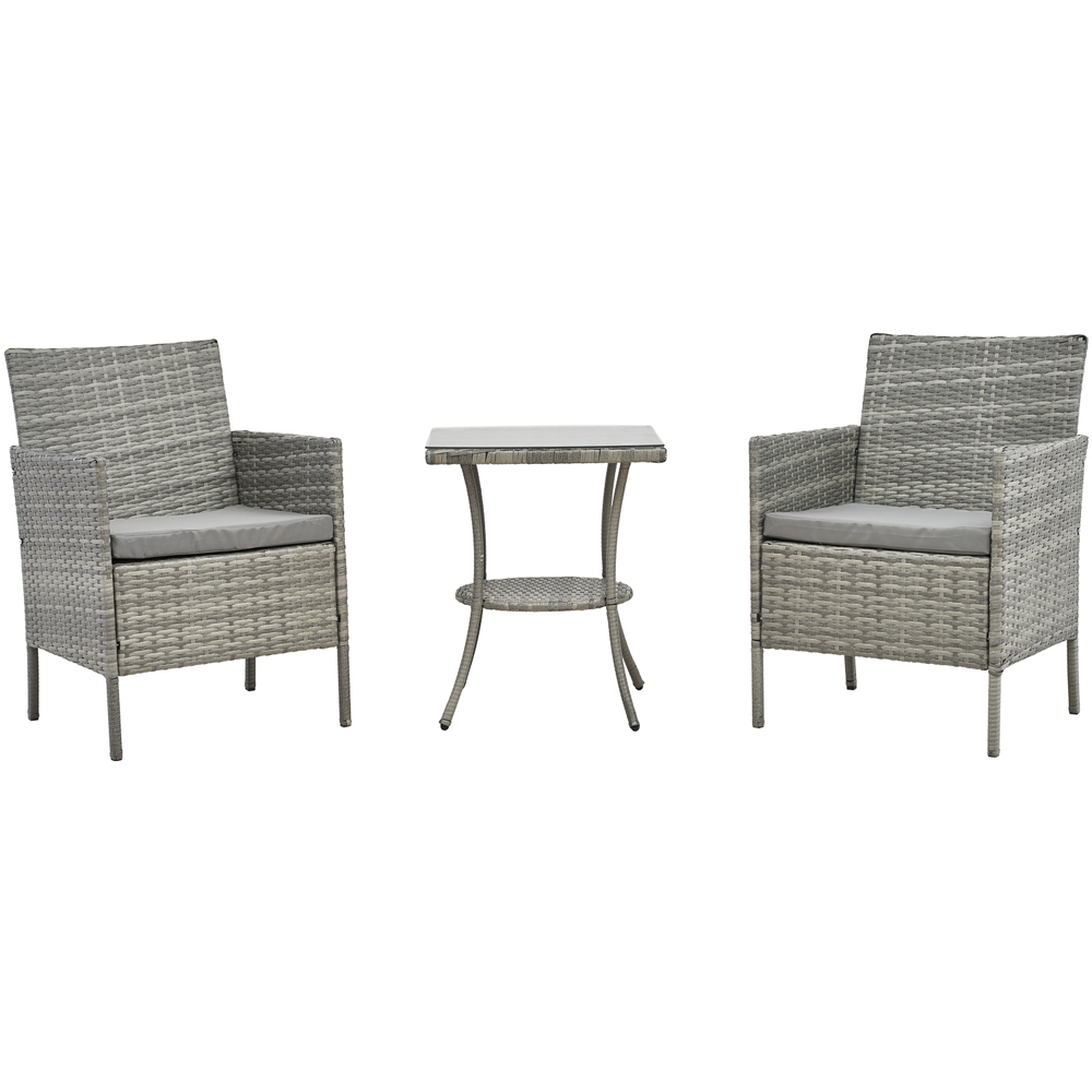 Living and Home 2 Seater PE Rattan Grey Garden Bistro Set Image 2
