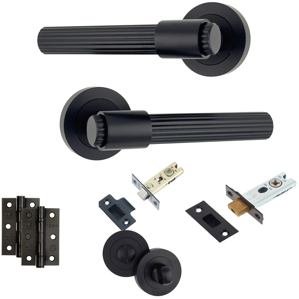 AXS Hardware Nevada Black Bathroom Door Handles on Rose 2 Pack Image 1