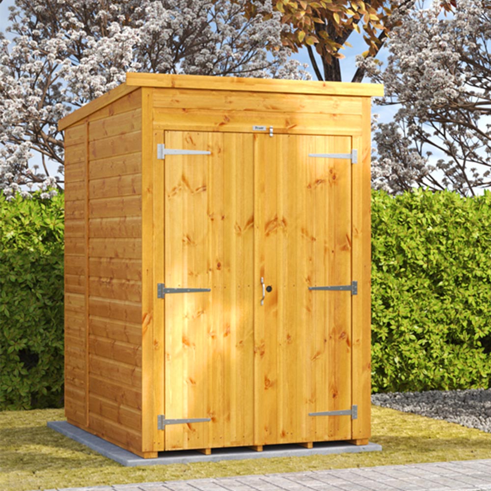 Power Sheds 4 x 6ft Double Door Pent Wooden Shed Image 2