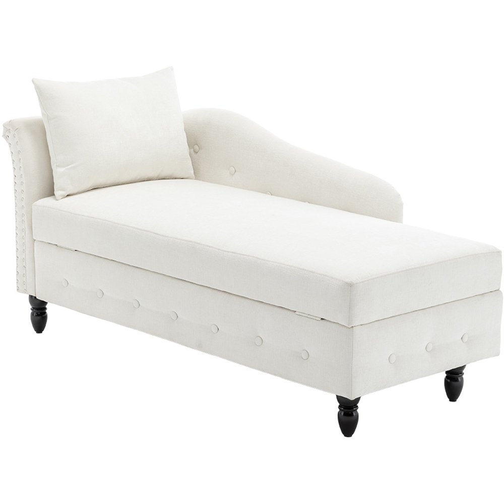Living and Home White Left Hand Chenille Chaise Lounge with Storage Image 2