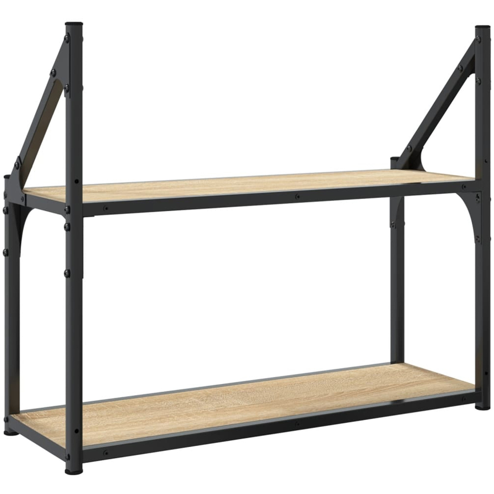 vidaXL 2 Shelf Sonoma Oak Floating Wall Shelf Image 5