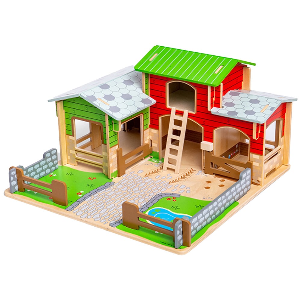 Bigjigs Toys Kids Cobblestone Farm Playset Image 1