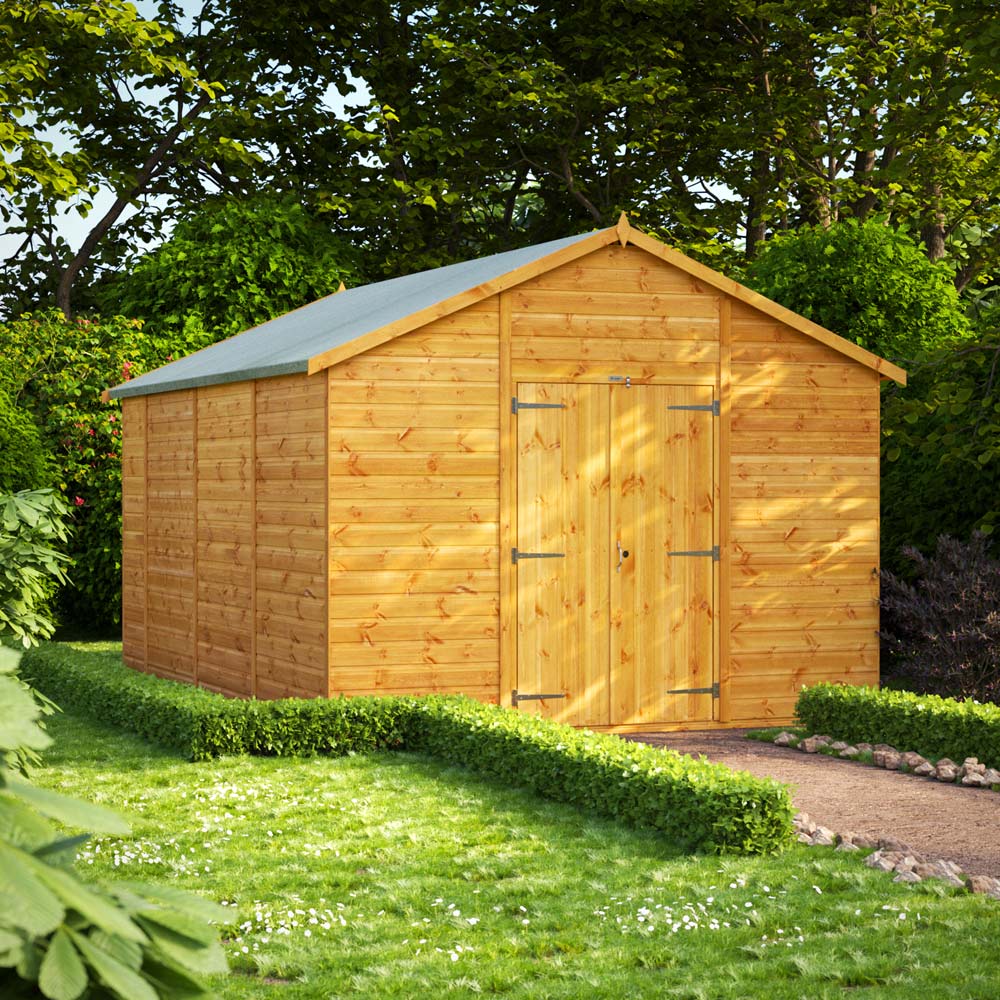 Power Sheds 14 x 10ft Double Door Apex Wooden Shed Image 2