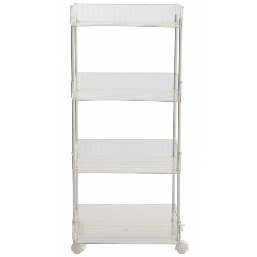 Living and Home 4 Shelf Clear Rolling Storage Cart Image 3