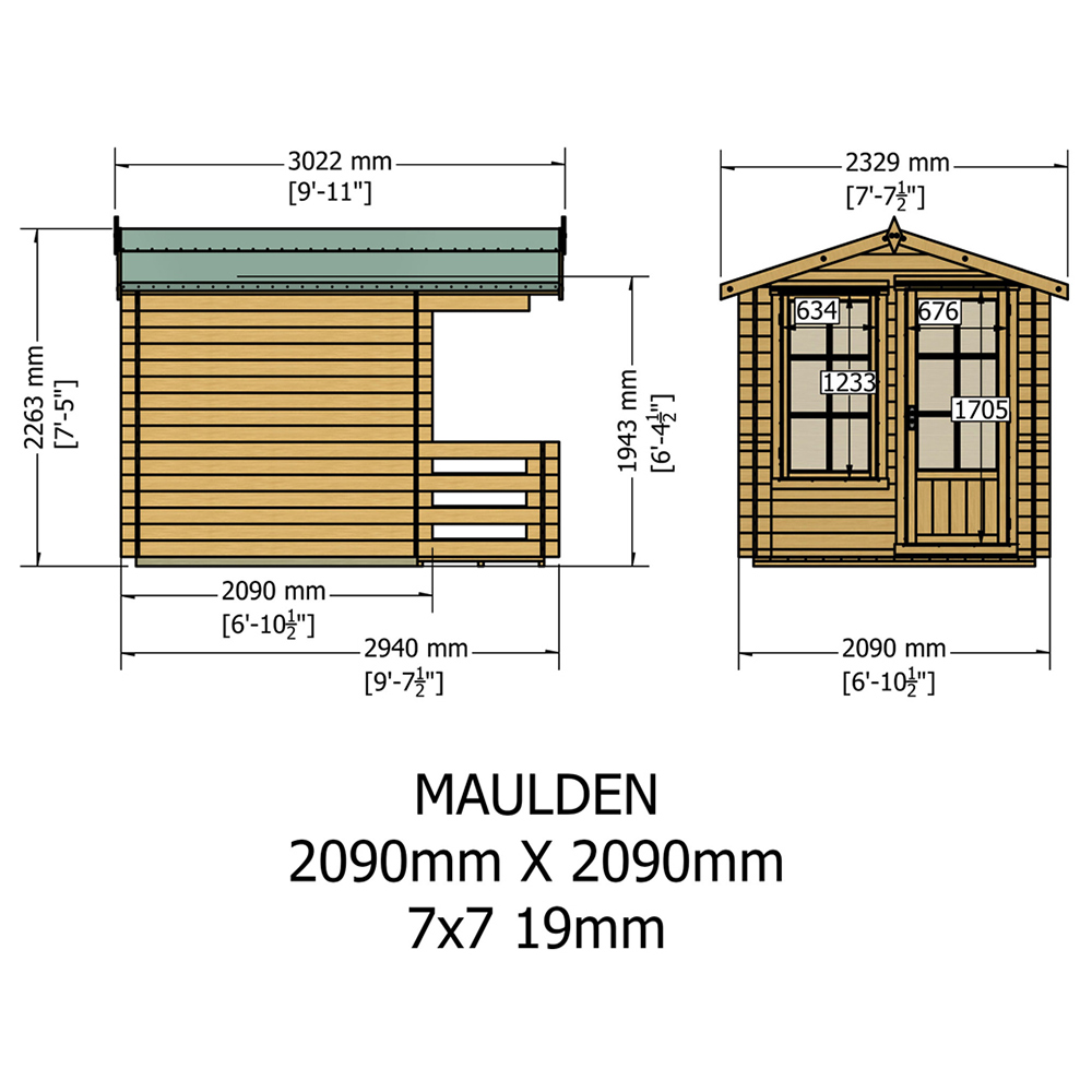 Shire Maulden 7 x 7ft Wooden Log Cabin Image 4