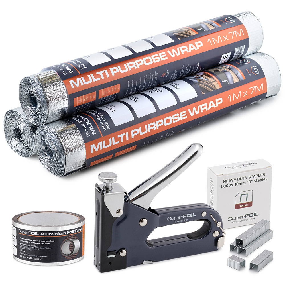 SuperFOIL 21m2 Multipurpose Wrap and Fixings Shed Insulation Kit Image 1