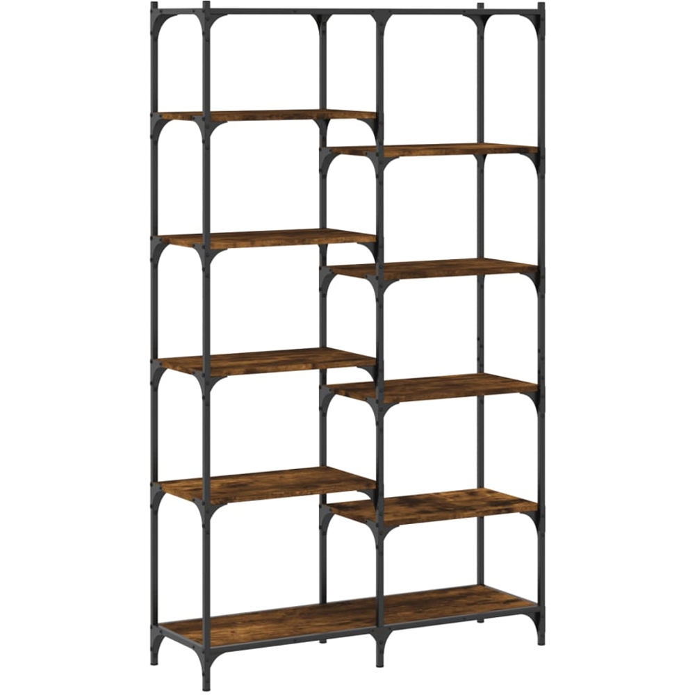 vidaXL 10 Open Shelf Smoked Oak Bookshelf Image 6