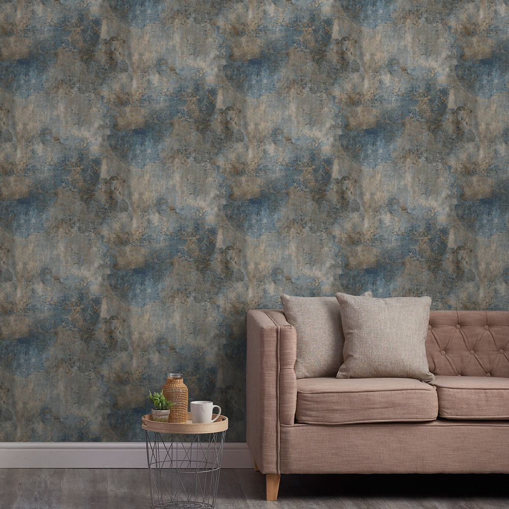 Grandeco Plaster Patina Castello Navy Wallpaper by Paul Moneypenny Image 3