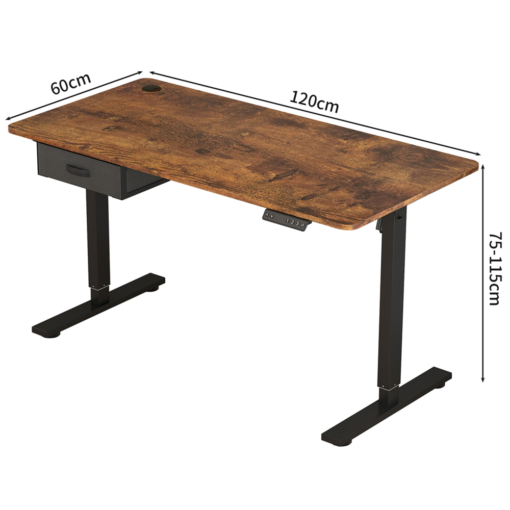 Easton Height Adjustable Electric Computer Desk Brown Image 9