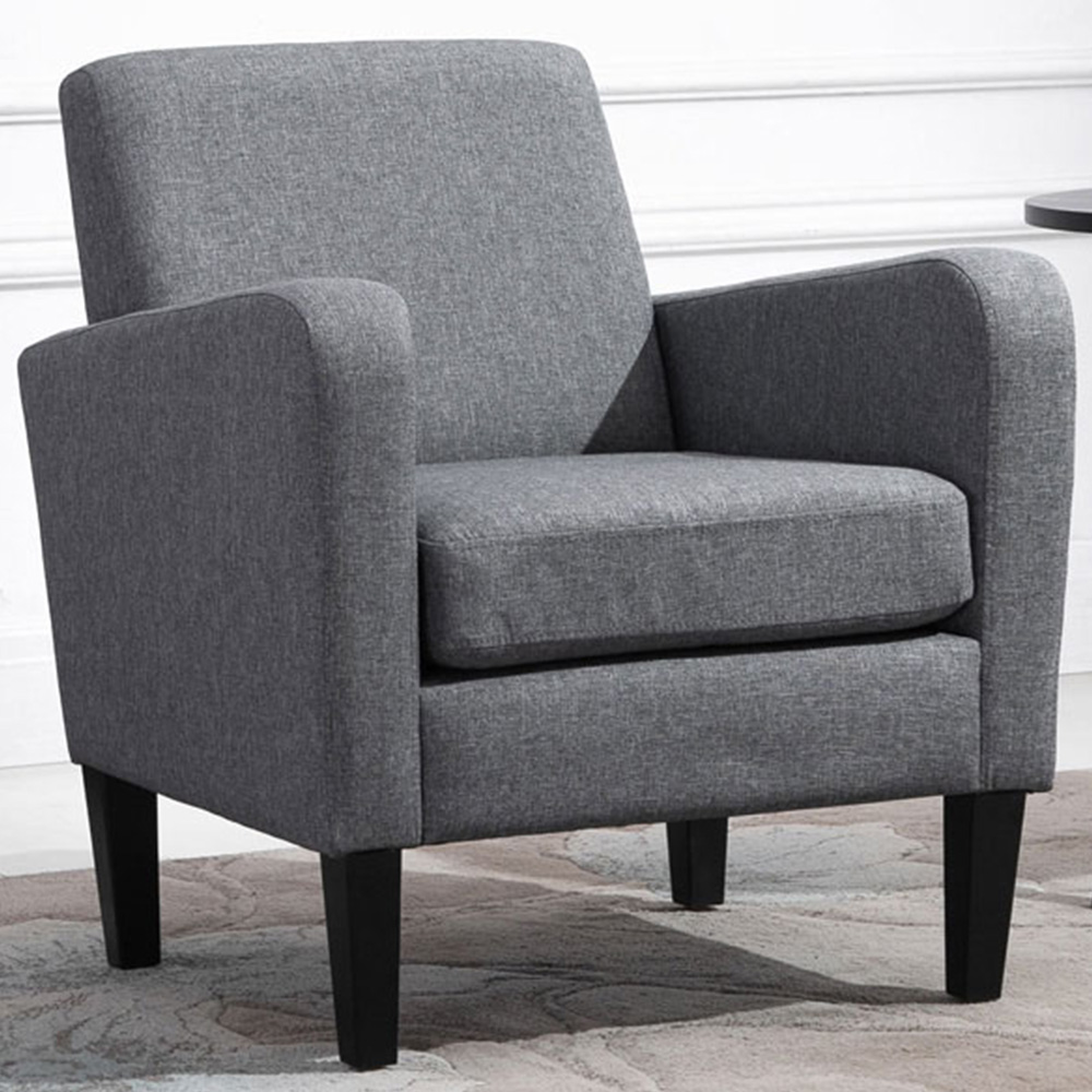 Portland Grey Linen Padded Seat Armchair Image 1
