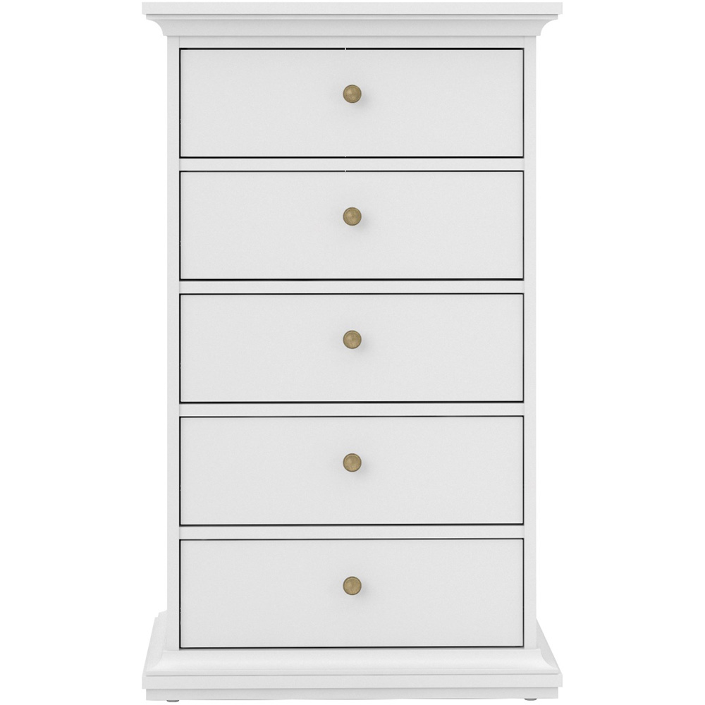 Florence Paris 5 Drawer White Chest of Drawers Image 3