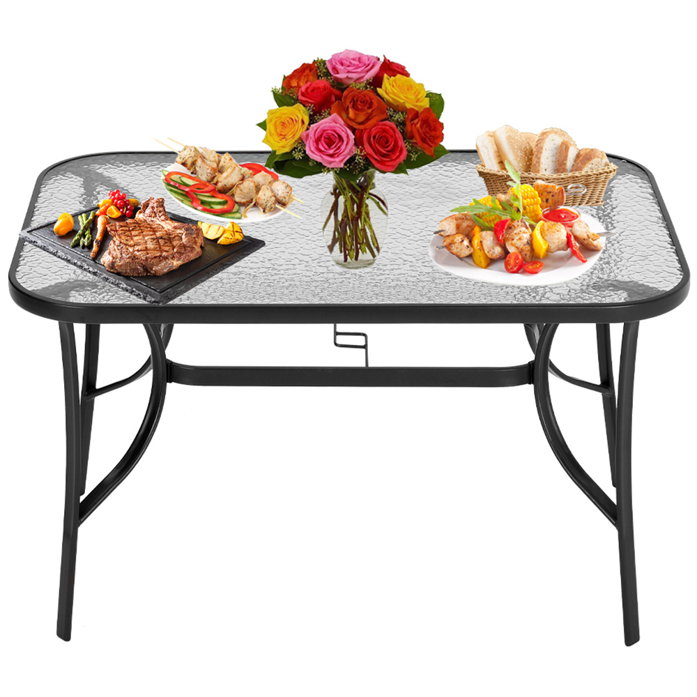 Living and Home Black Rectangle Glass Table Image 3