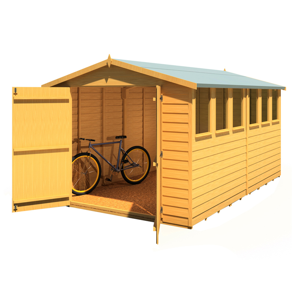Shire 12 x 8ft Double Door Dip Treated Overlap Apex Shed Image 3