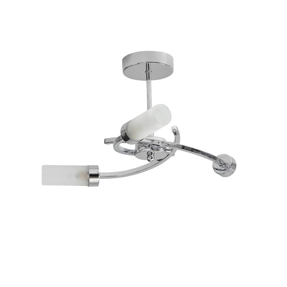 Wilko 3 Arm Chrome Swirl Ceiling Light with Frosted Glass Shades Image 1