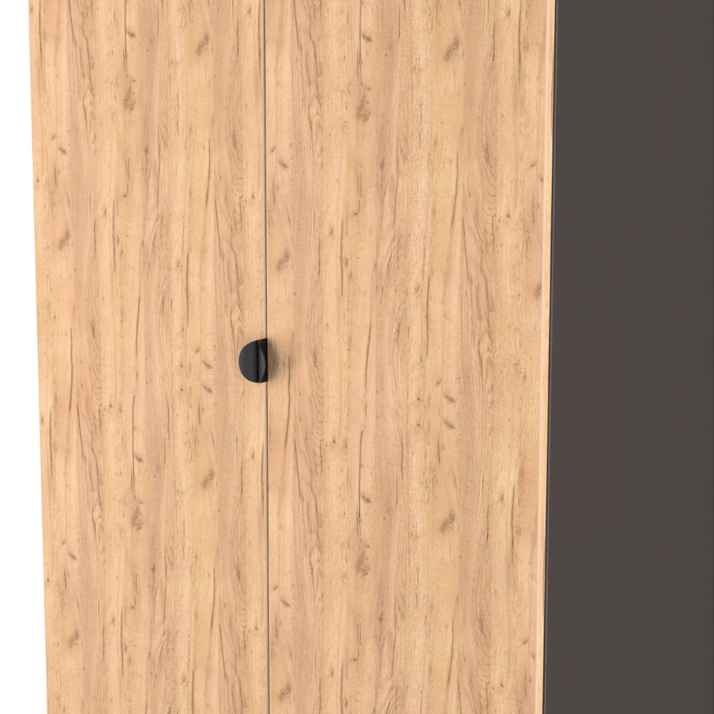 Crowndale Bora 2 Door 2 Drawer Gold Oak and Graphite Tall Double Wardrobe Image 7