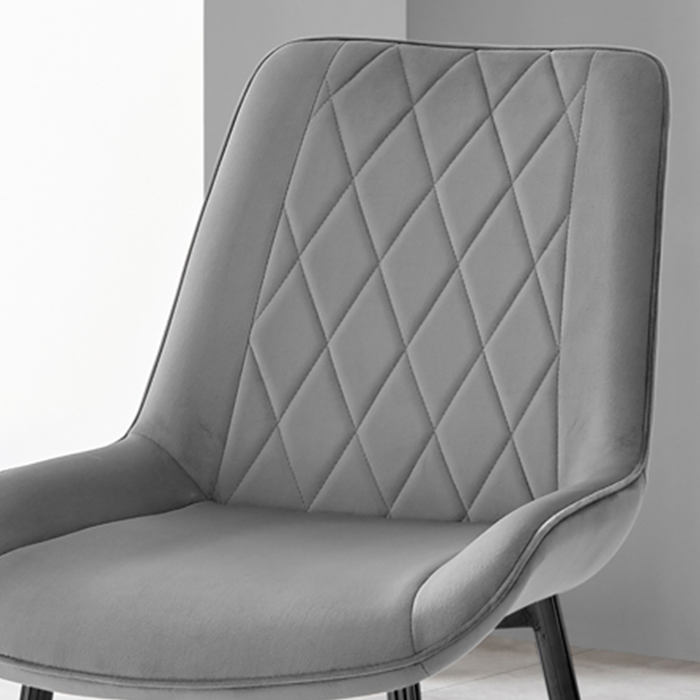 Furniturebox Cesano Set of 2 Grey and Black Velvet Dining Chair Image 5