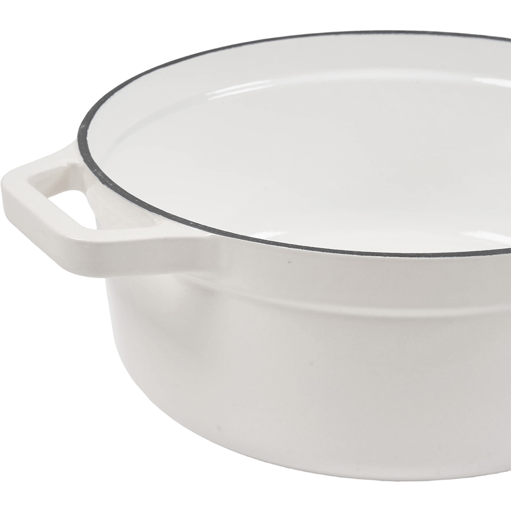 Living and Home Beige White Enamelled Cast Iron Dutch Oven Pot 6L Image 4