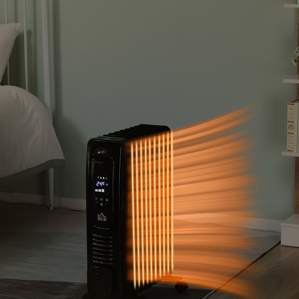 HOMCOM 9 Fin Black Oil Filled Portable Heater 2180W Image 7