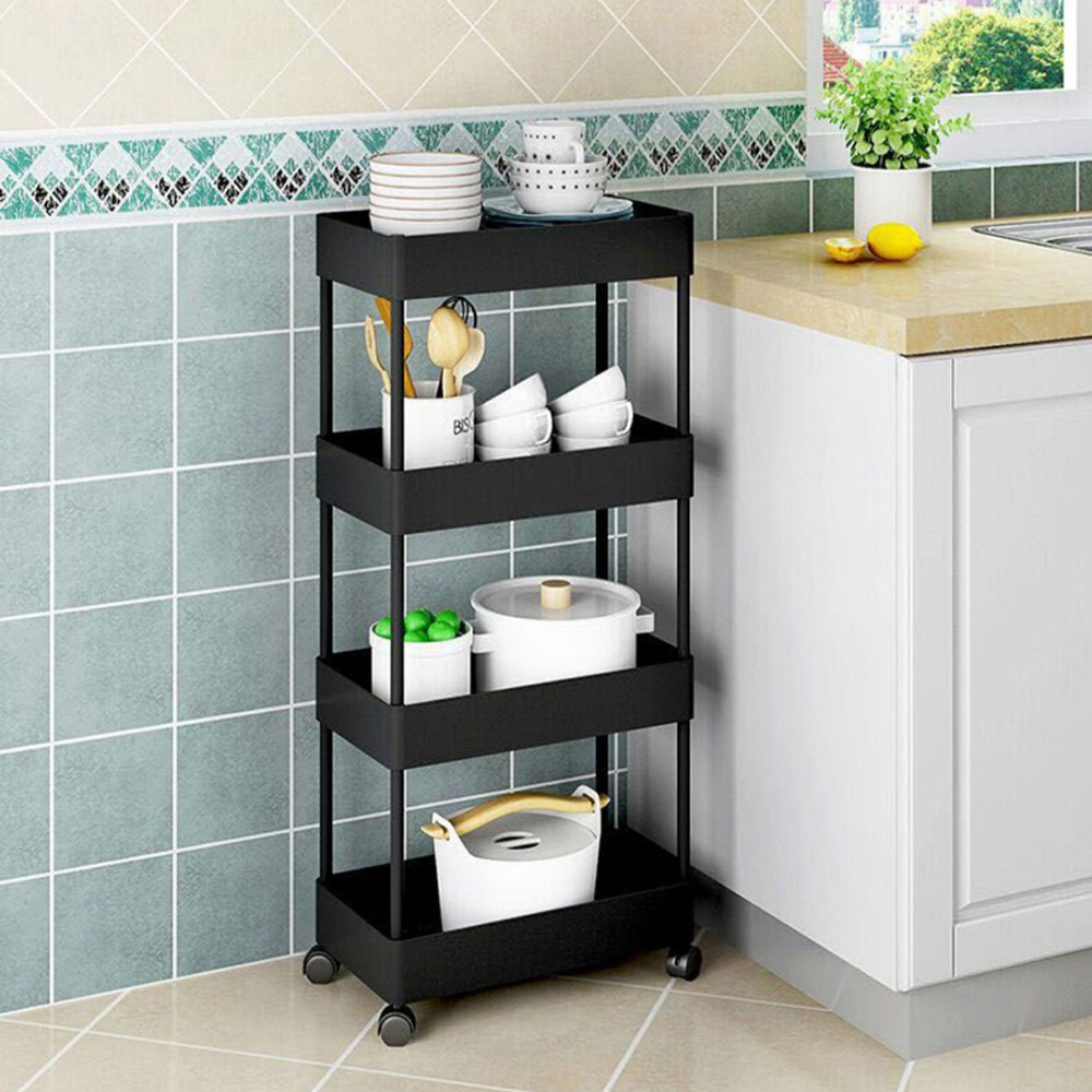 Living and Home Black 3 Tier Multi Purpose Trolley Image 2