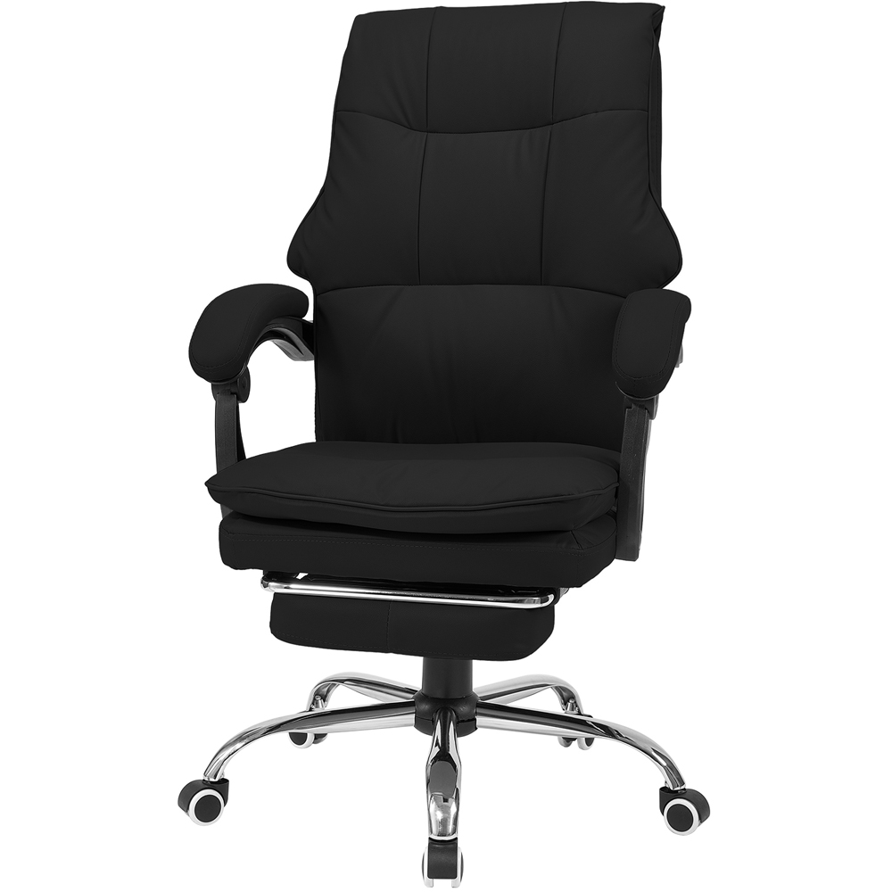 Living and Home Black PVC Leather Reclining Backrest Office Chair with Footrest Image 5