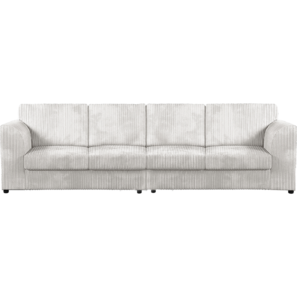 Luxor 4 Seater Silver Jumbo Cord Full Back Sofa Image 2