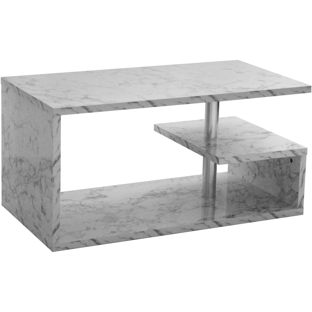 Comfy Living White Marble Effect High Gloss Abstract LED Coffee Table Image 4