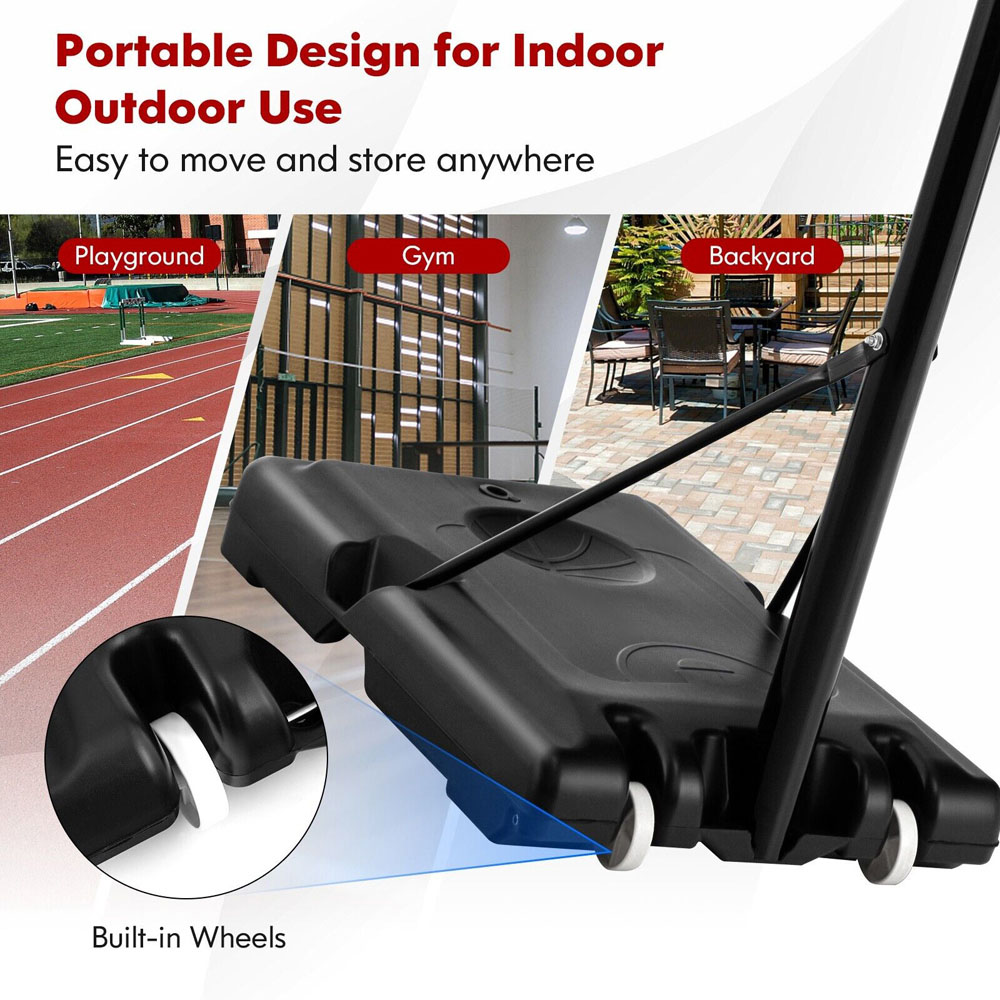 Costway Height Adjustable Basketball Hoop with Wheels Image 7