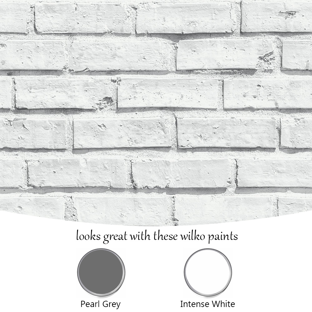 Arthouse White Brick Wallpaper Image 3
