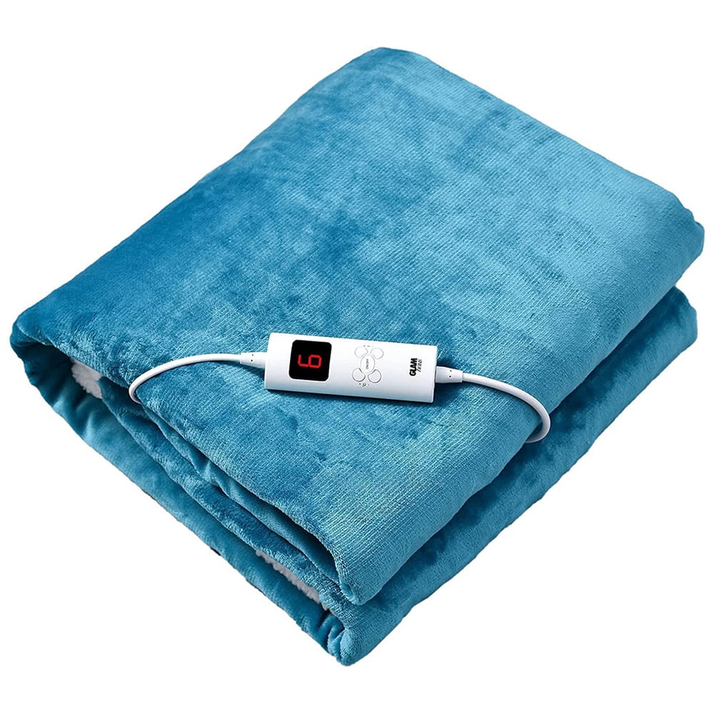 GlamHaus Light Blue Electric Throw Image 1