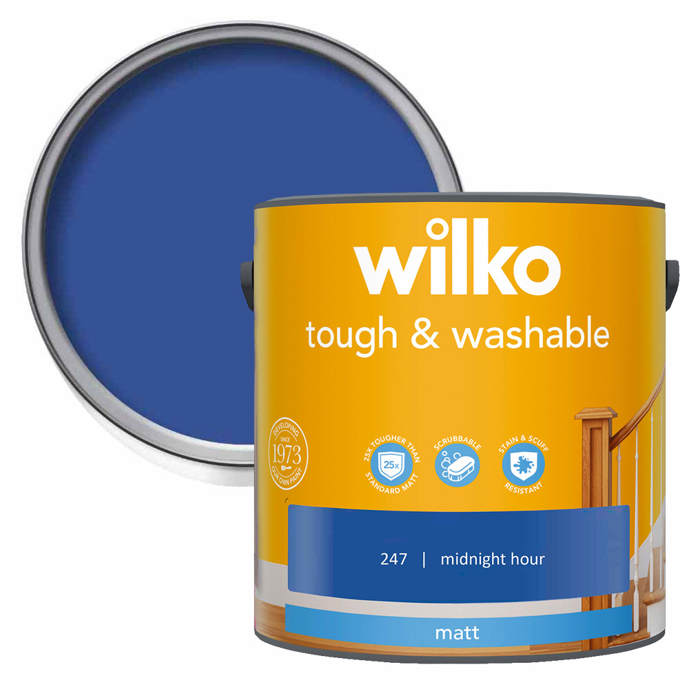 Wilko Tough & Washable Midnight Hour Matt Emulsion Paint 2.5L Image 1