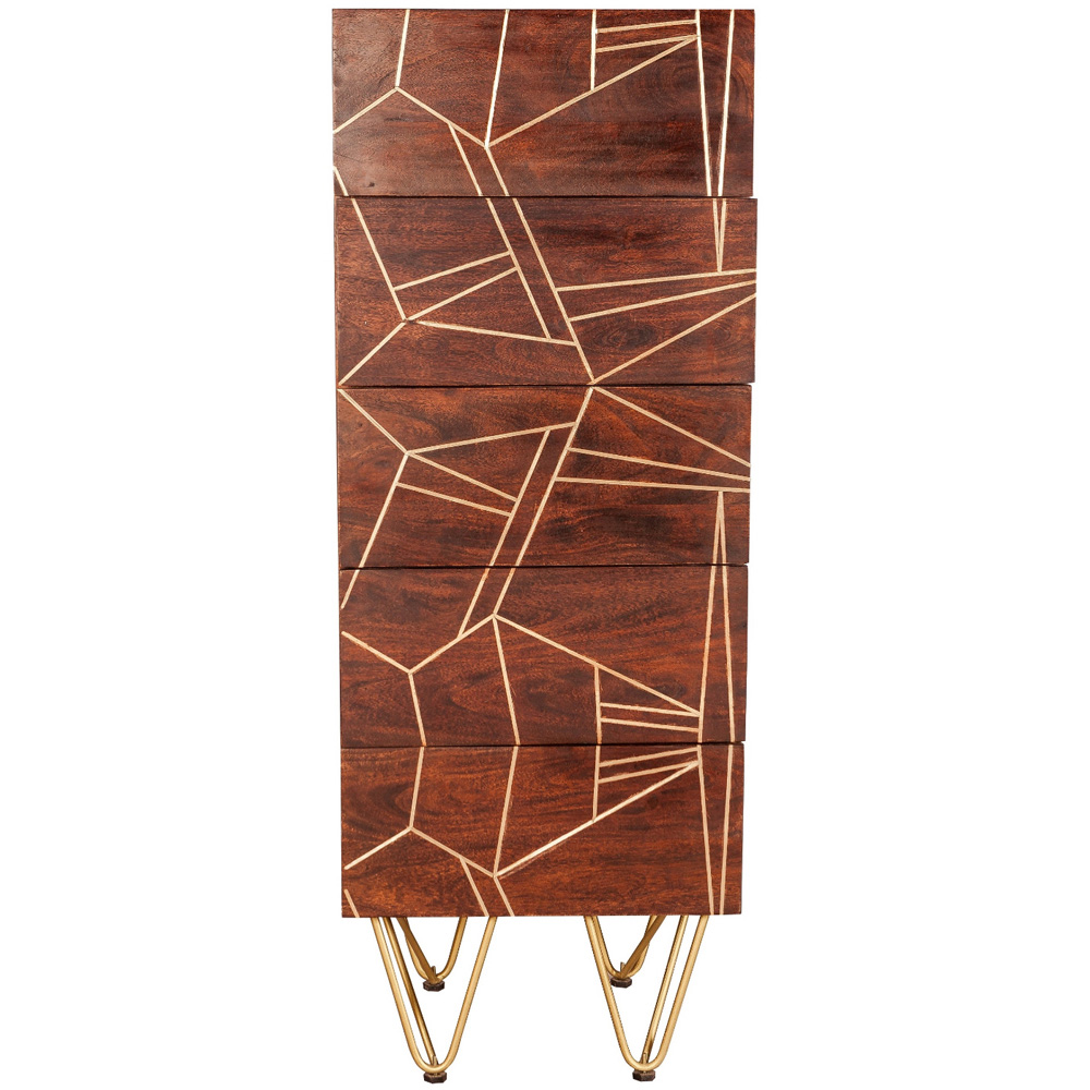 Brooklyn Ozella 5 Drawer Dark Gold Tall Chest of Drawers Image 3