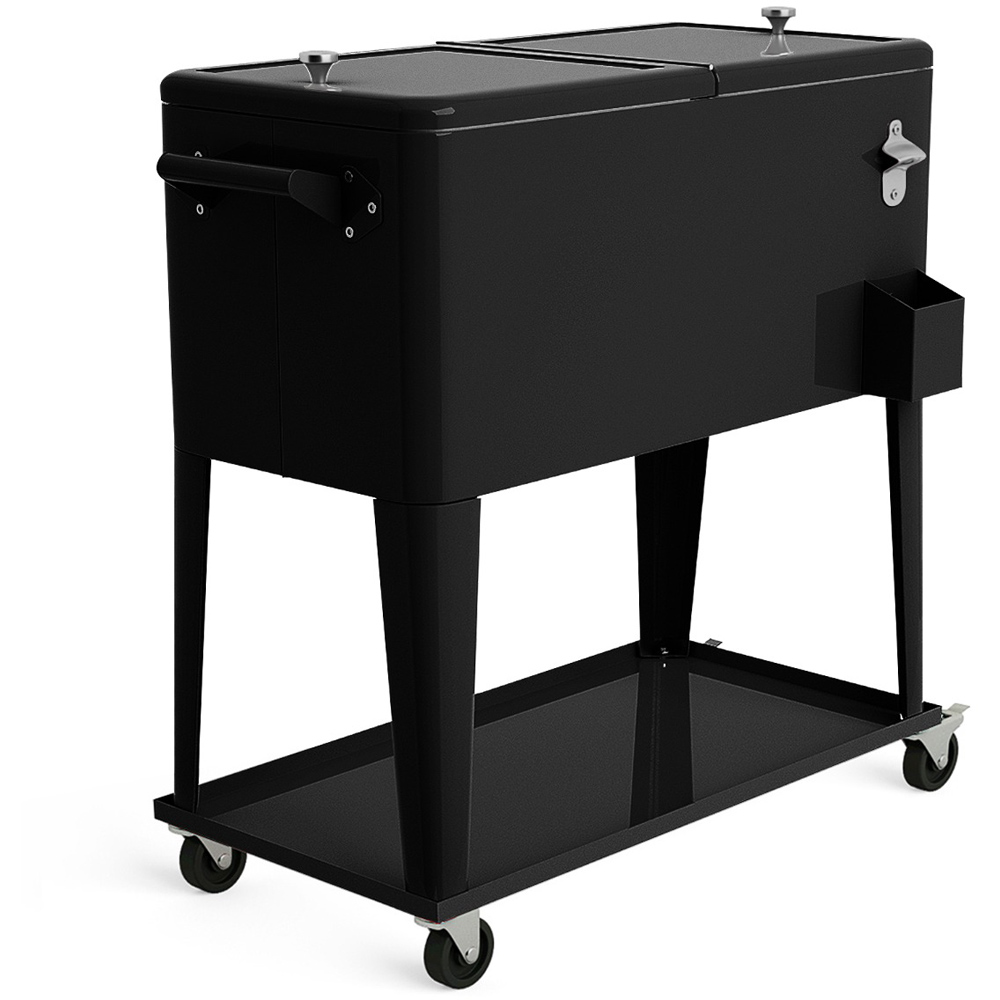 Costway Black Outdoor Ice Chest Cooler Trolley 76L Image 1