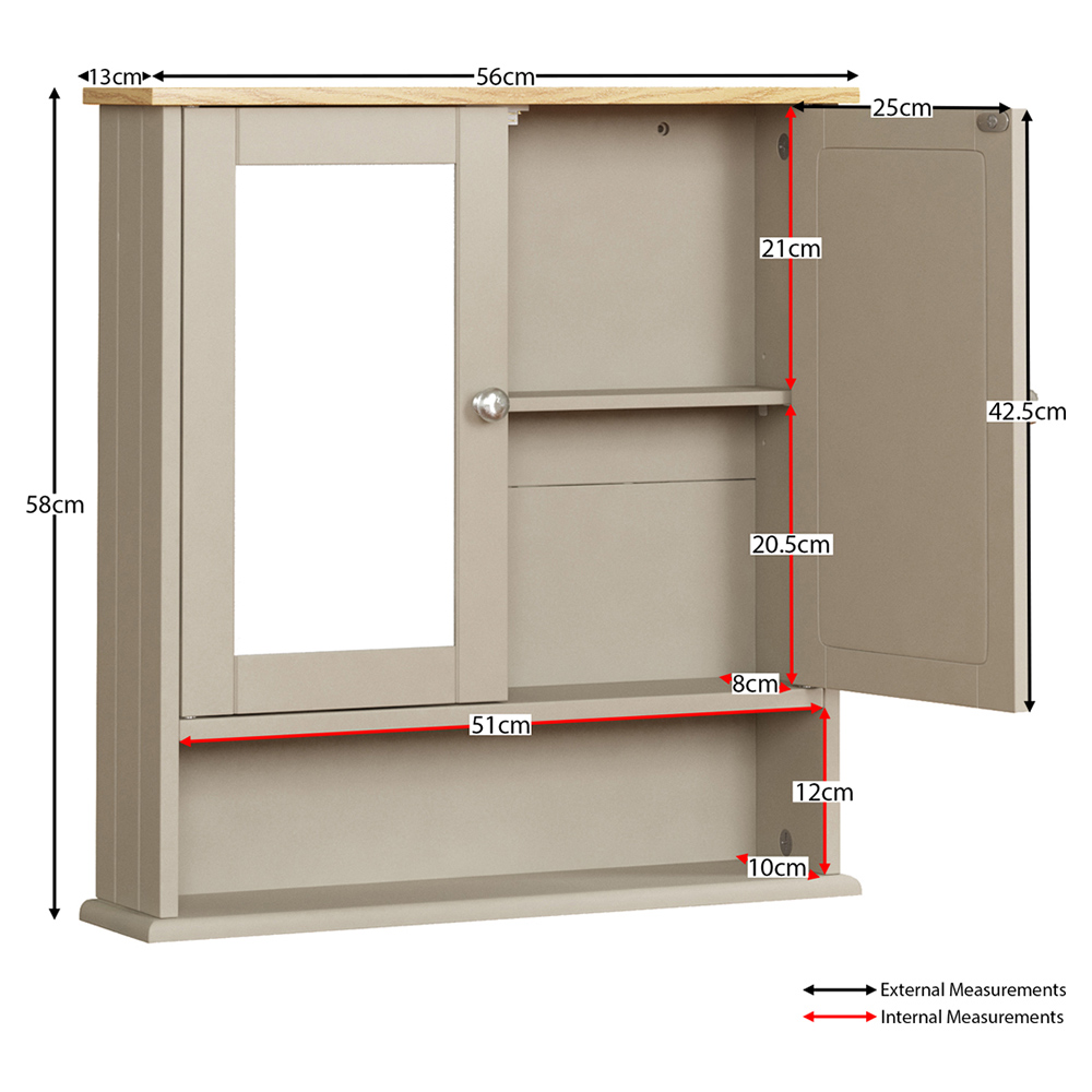 Bath Vida Priano Grey 2 Door Mirror Bathroom Cabinet Image 7