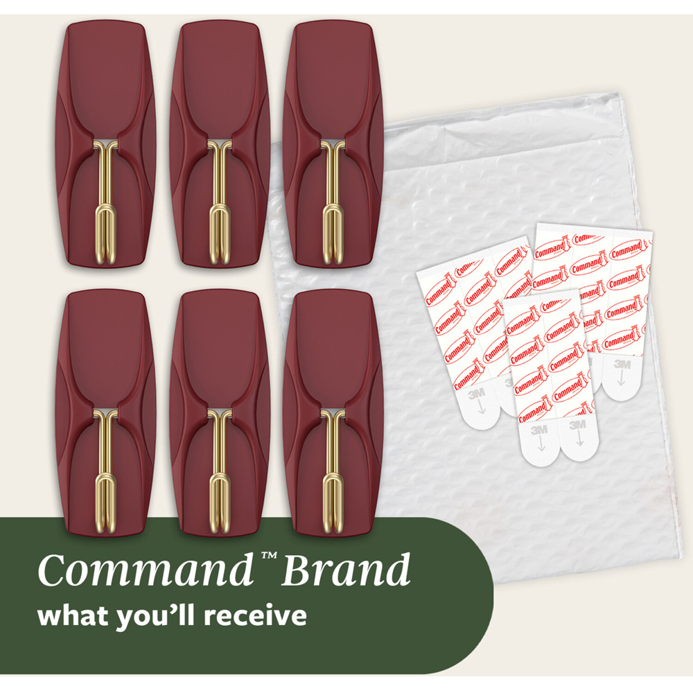 Pack of 6 Command Medium Wire Hooks Mulled Wine Image 8
