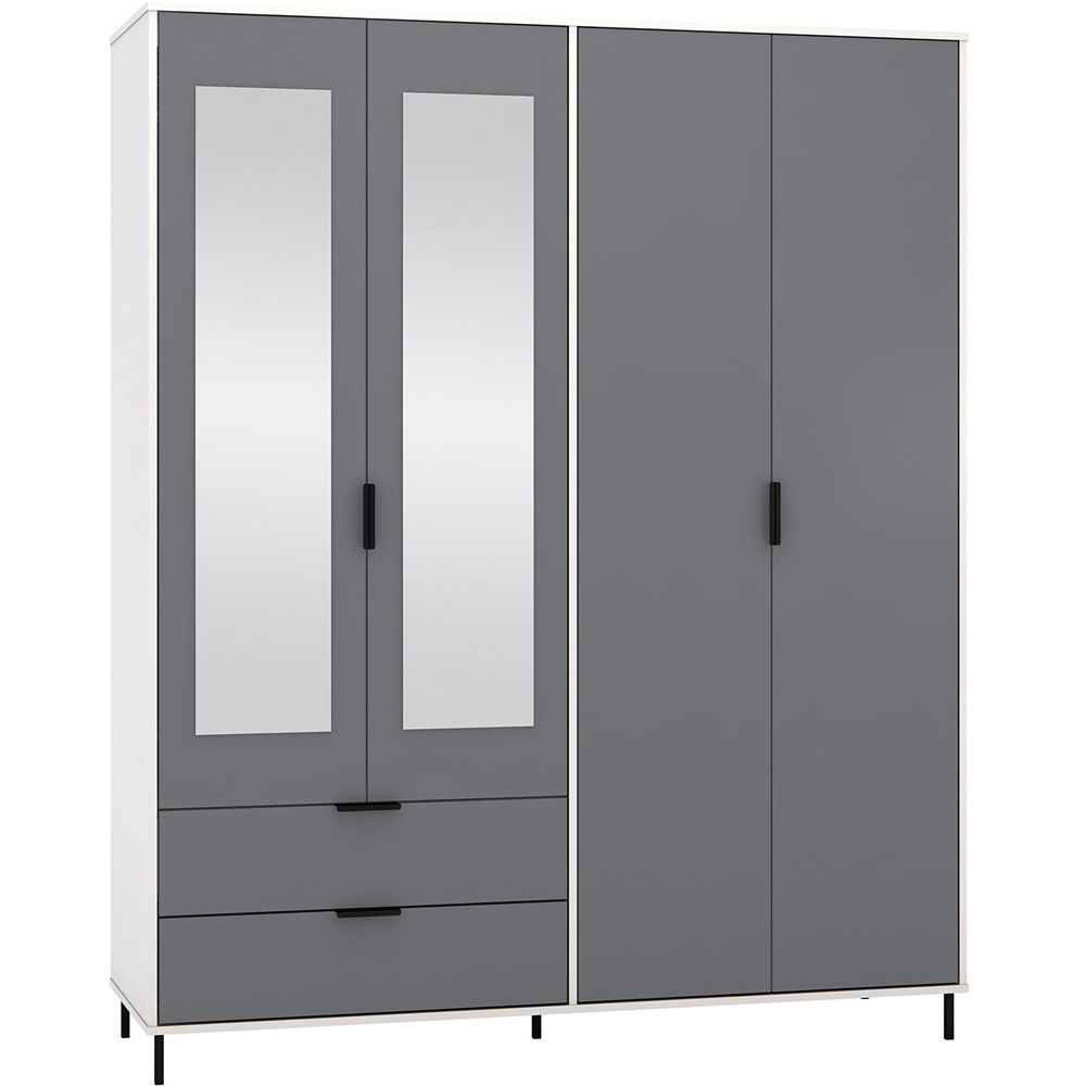Seconique Madrid 4 Door Wardrobe Grey and White Gloss Bedroom Furniture Set Image 3