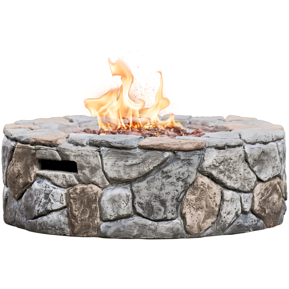 Teamson Home Round Stone Finish Propane Gas Fire Pit 71cm Image 1
