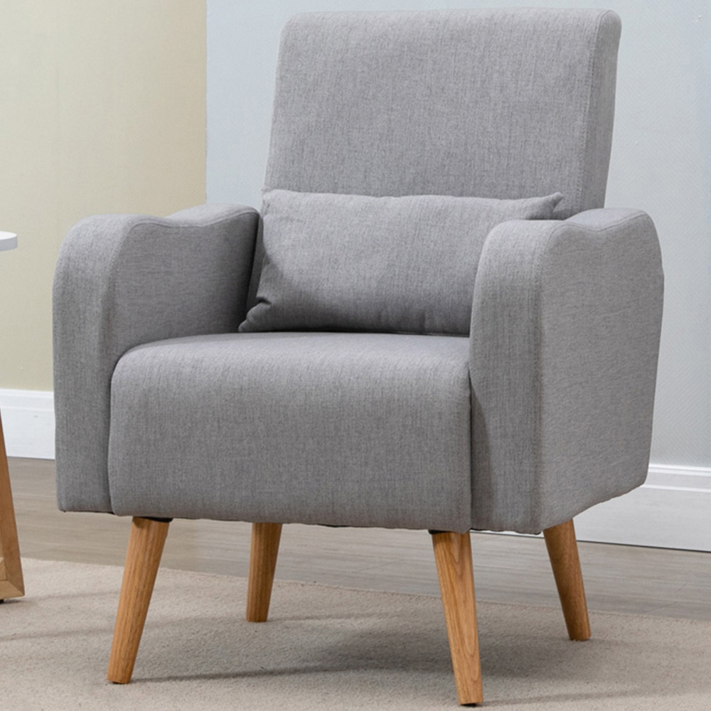Portland Grey Linen-Touch Accent Armchair Image 1